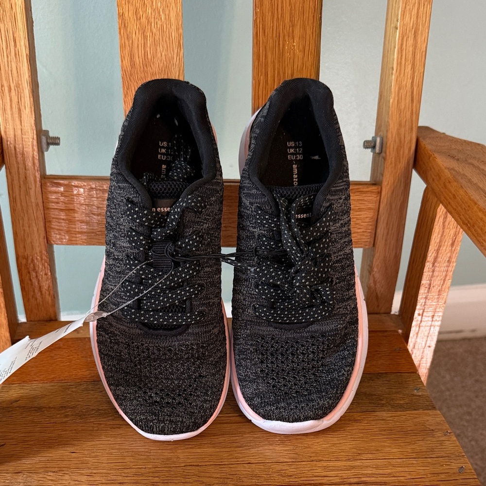 Amazon Essentials Kids Black and Pink Sneakers